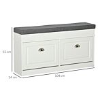 Homcom Shoe Storage Bench With Seat Cushion Hallway Cabinet Organizer With 2 Drawers Adjustable Shelf For Entryway Living Room Bedroom White