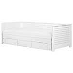 Bed Frame With Storage White Rubberwood Eu Single To Super King Size 6ft Guest Bed Beliani