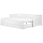 Bed Frame With Storage White Rubberwood Eu Single To Super King Size 6ft Guest Bed Beliani