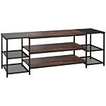 Homcom Tv Unit Cabinet For Tvs Up To 65 Inches, Industrial Tv Stand With Storage Shelves For Living Room, Brown And Black