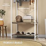 Homcom Hallway Coat Rack And Shoe Bench Tree - Grey