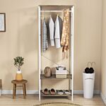 Homcom Hallway Coat Rack And Shoe Bench Tree - Grey