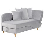 Right Hand Chaise Lounge Light Grey Velvet With Storage Reclining Backrest Throw Cushions 2 Seater Scandinavian Modern Design Beliani