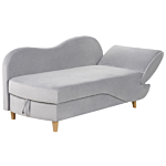 Right Hand Chaise Lounge Light Grey Velvet With Storage Reclining Backrest Throw Cushions 2 Seater Scandinavian Modern Design Beliani