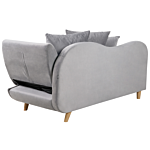 Right Hand Chaise Lounge Light Grey Velvet With Storage Reclining Backrest Throw Cushions 2 Seater Scandinavian Modern Design Beliani