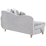 Right Hand Chaise Lounge Light Grey Velvet With Storage Reclining Backrest Throw Cushions 2 Seater Scandinavian Modern Design Beliani