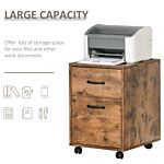 Homcom Rolling File Cabinet With 2 Drawers, Hanging File Folder, Home Office Under Desk Mobile Filing Organizer