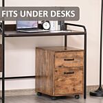 Homcom Rolling File Cabinet With 2 Drawers, Hanging File Folder, Home Office Under Desk Mobile Filing Organizer