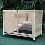 Pawhut Solid Wood Guinea Pigs Hutches Pet House Indoor Water-resistant W/ Ramp Small Animals