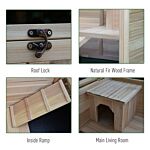 Pawhut Solid Wood Guinea Pigs Hutches Pet House Indoor Water-resistant W/ Ramp Small Animals