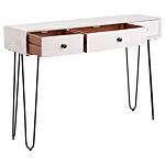 Console Table Off White Mango Wood With 3 Drawers Distressed Effect Sideboard Slim Rustic Style Side Table Beliani