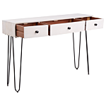 Console Table Off White Mango Wood With 3 Drawers Distressed Effect Sideboard Slim Rustic Style Side Table Beliani