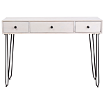 Console Table Off White Mango Wood With 3 Drawers Distressed Effect Sideboard Slim Rustic Style Side Table Beliani