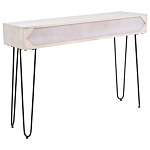 Console Table Off White Mango Wood With 3 Drawers Distressed Effect Sideboard Slim Rustic Style Side Table Beliani