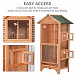 Pawhut Wooden Outdoor Bird Cage, For Finches And Canaries, With Removable Tray, Asphalt Roof