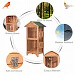 Pawhut Wooden Outdoor Bird Cage, For Finches And Canaries, With Removable Tray, Asphalt Roof