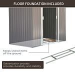 Outsunny 7ft X 4ft Lockable Garden Metal Storage Shed Storage Roofed Tool Metal Shed W/ Air Vents Steel Grey