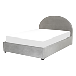 Storage Bed Grey Velvet Eu Double Size 4ft6 Minimalist Retro Design Ottoman Storage Beliani