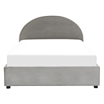 Storage Bed Grey Velvet Eu Double Size 4ft6 Minimalist Retro Design Ottoman Storage Beliani