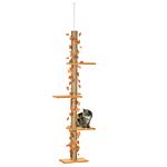 Pawhut 202-242cm Height Adjustable Floor To Ceiling Cat Tree For Cats With Sisal Scratching Post, 3- Tier Cat Tower