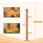 Pawhut 202-242cm Height Adjustable Floor To Ceiling Cat Tree For Cats With Sisal Scratching Post, 3- Tier Cat Tower