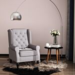 Homcom Retro Accent Chair, Wingback Armchair With Wood Frame Button Tufted Design For Living Room Bedroom, Grey