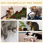 Pawhut Cat Scratching Barrel Kitten Tree Tower Pet Furniture Climbing Frame Covered With Sisal And Seaweed Rope Cozy Platform Soft Plush