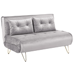 Living Room Set Grey Velvet Single And 2 Seater Sofa Bed With Cushions Metal Hairpin Legs Glamour Beliani