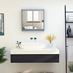 Homcom Mirror Cabinet For Bathroom Mirror Cupboard Wall Mounted Storage Shelf Bathroom Cupboard Double Door - 48l X 14.5w X 45h Cm
