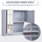 Homcom Mirror Cabinet For Bathroom Mirror Cupboard Wall Mounted Storage Shelf Bathroom Cupboard Double Door - 48l X 14.5w X 45h Cm