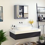 Homcom Mirror Cabinet For Bathroom Mirror Cupboard Wall Mounted Storage Shelf Bathroom Cupboard Double Door - 48l X 14.5w X 45h Cm