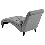 Chaise Lounge Light Grey Velvet Chesterfield Buttoned Modern Living Room Chaise Wooden Legs Beliani