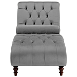 Chaise Lounge Light Grey Velvet Chesterfield Buttoned Modern Living Room Chaise Wooden Legs Beliani