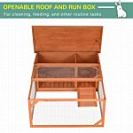 Pawhut Guinea Pigs Hutches Small Animal House Off-ground Ferret Bunny Cage Backyard With Openable Main House & Run Roof 125.5 X 100 X 49cm Orange