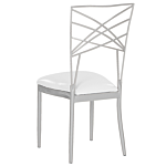 Set Of 2 Dining Chairs Silver Metal Faux Leather White Seat Pad Accent Industrial Glam Style Beliani