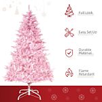 Homcom 5ft Pop-up Artificial Christmas Tree Holiday Xmas Holiday Tree Decoration With Automatic Open For Home Party, Pink