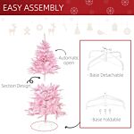 Homcom 5ft Pop-up Artificial Christmas Tree Holiday Xmas Holiday Tree Decoration With Automatic Open For Home Party, Pink