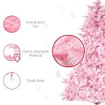 Homcom 5ft Pop-up Artificial Christmas Tree Holiday Xmas Holiday Tree Decoration With Automatic Open For Home Party, Pink