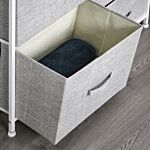 Homcom 5 Drawer Linen Storage Chest Home Organisation W/ Shelf Handles Metal Frame Adjustable Feet Hallway Home Dresser Grey