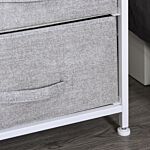 Homcom 5 Drawer Linen Storage Chest Home Organisation W/ Shelf Handles Metal Frame Adjustable Feet Hallway Home Dresser Grey