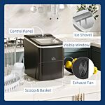 Ice Maker Countertop Portable Bullet Ice Cube Machine 12kg/24h Production Automatic Cleaning Visible Window Scoop And Basket Black By Homcom