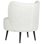 Armchair White Cream Boucle Fabric Soft Nubby Black Legs Curved Backrest Retro Glam Art Decor Style Beliani