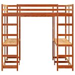 Vidaxl Loft Bed With Desk And Ladder Wax Brown 140x200 Cm Solid Wood Pine
