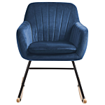 Rocking Chair Blue Velvet Metal Legs Wooden Skates Modern Beliani