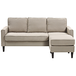 3-seater Beige With Ottoman Footstool Upholstered Mid Century Beliani