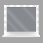Vanity Mirror With Led White Metal 50 X 60 Cm Rectangular Hollywood Illuminated Bulbs Dressing Table Beliani