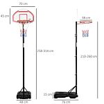 Homcom Outdoor Basketball Hoop Stand Portable Sturdy Rim Adjustable Height From 258-314 Cm W/ Wheels, Stable Base