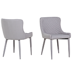 Set Of 2 Dining Chairs Light Grey Fabric Upholstery Glam Eclectic Style Beliani