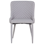 Set Of 2 Dining Chairs Light Grey Fabric Upholstery Glam Eclectic Style Beliani