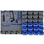 Durhand 44 Piece Wall Mounted Tool Rack Organiser Storage Bins And Panel Set With Shelf Hook Screws Accessories Blue